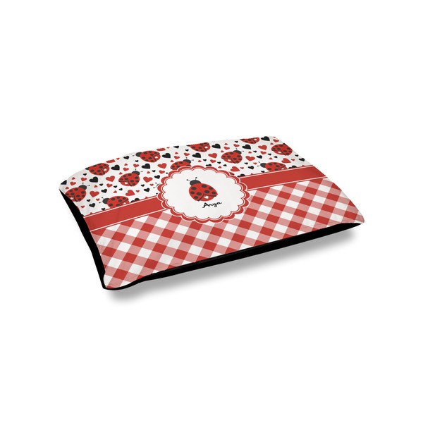 Custom Ladybugs & Gingham Outdoor Dog Bed - Small (Personalized)