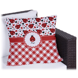 Ladybugs & Gingham Outdoor Pillow (Personalized)