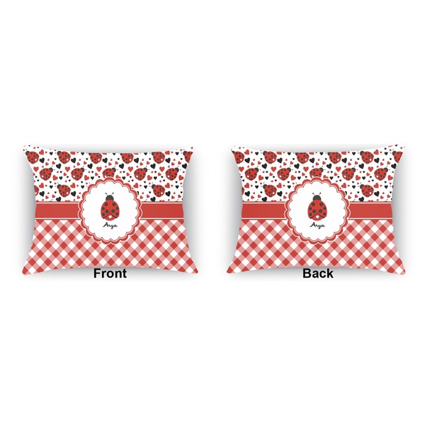 Ladybugs & Gingham  Outdoor Rectangular Throw Pillow (Front and Back)