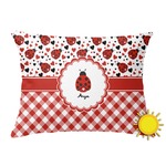 Ladybugs & Gingham Outdoor Throw Pillow (Rectangular) (Personalized)