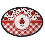 Ladybugs & Gingham Iron On Oval Patch w/ Name or Text