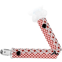 Ladybugs & Gingham Pacifier Clip (Personalized)