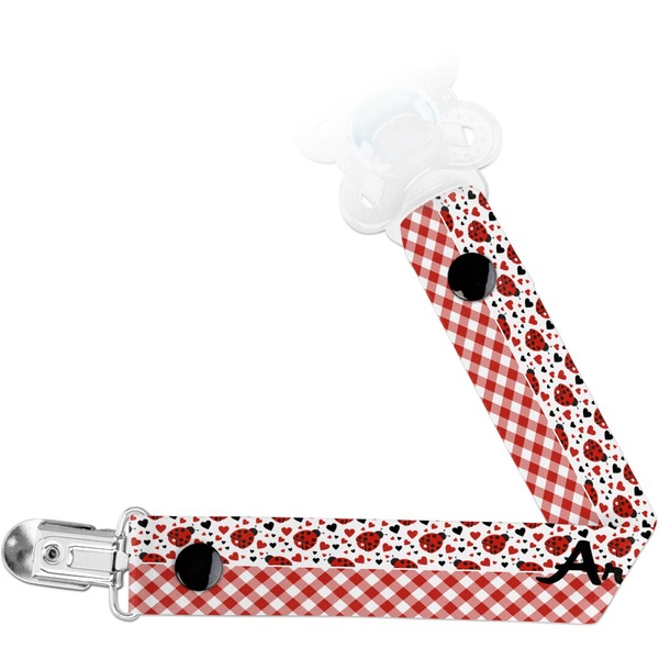 Custom Ladybugs & Gingham Pacifier Clip (Personalized)