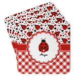 Ladybugs & Gingham Paper Coasters w/ Name or Text
