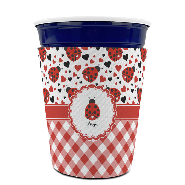 Ladybugs & Gingham Party Cup Sleeves - without bottom - FRONT (on cup)