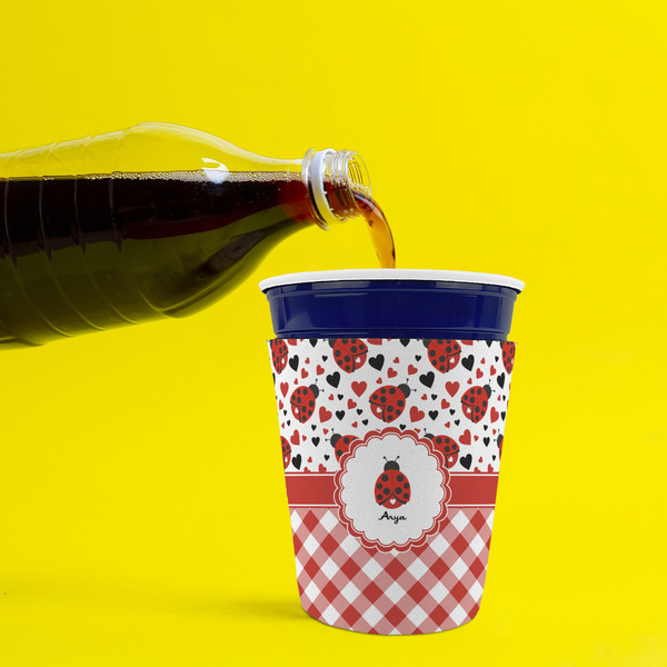 Ladybugs & Gingham Party Cup Sleeves - without bottom - Lifestyle