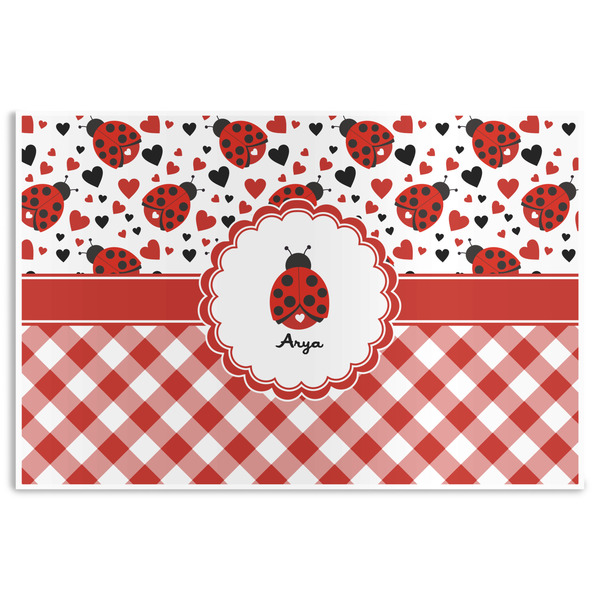 Custom Ladybugs & Gingham Disposable Paper Placemats (Personalized)