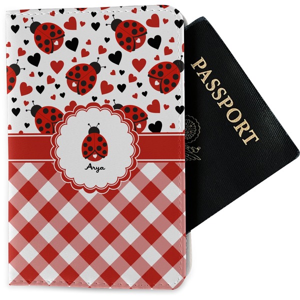 Custom Ladybugs & Gingham Passport Holder - Fabric (Personalized)