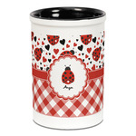 Ladybugs & Gingham Ceramic Pencil Holders - Black