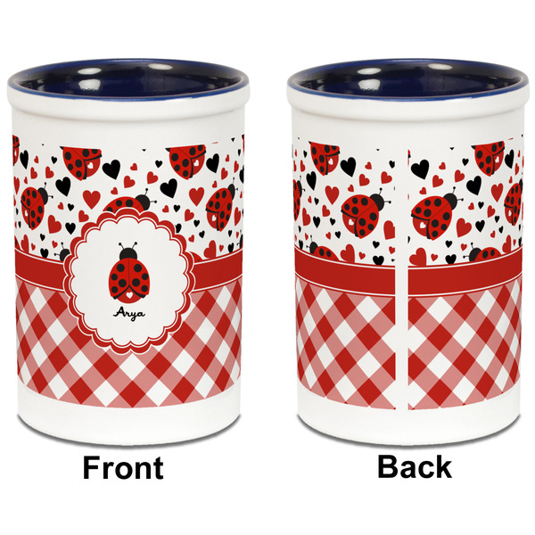 Ladybugs & Gingham Pencil Holder - Blue - approval