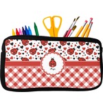 Ladybugs & Gingham Neoprene Pencil Case - Small w/ Name or Text