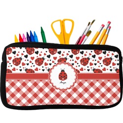 Ladybugs & Gingham Neoprene Pencil Case (Personalized)