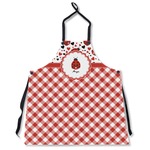 Ladybugs & Gingham Apron Without Pockets w/ Name or Text