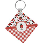 Ladybugs & Gingham Diamond Plastic Keychain w/ Name or Text