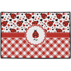 Ladybugs & Gingham Door Mat - 36"x24" (Personalized)