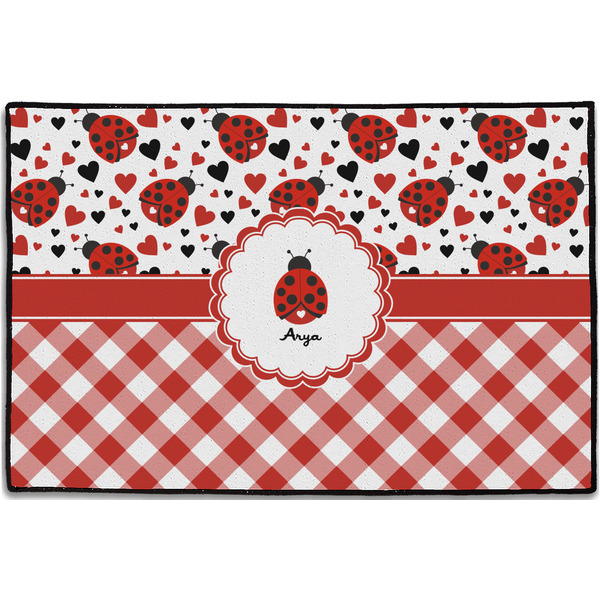 Ladybugs & Gingham Personalized Door Mat - 36x24 (APPROVAL)