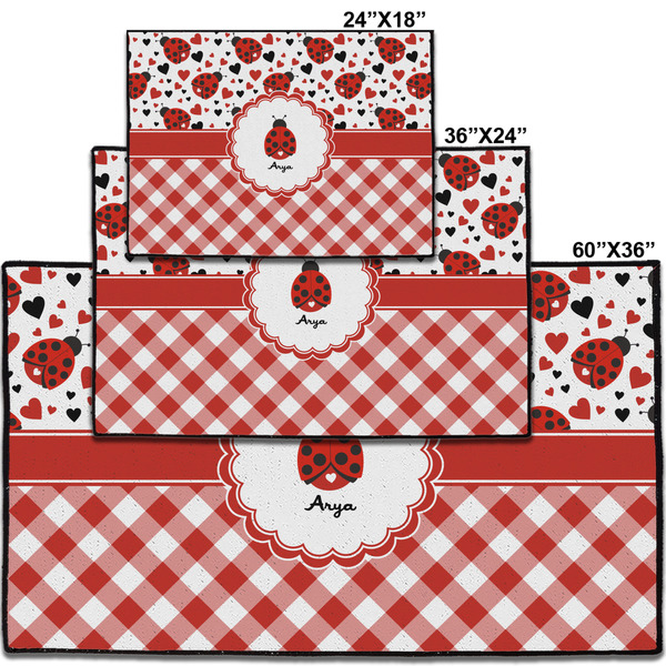 Ladybugs & Gingham Personalized Door Mat - Group Parent IMF