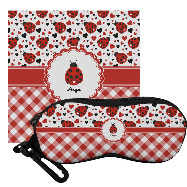 Custom Ladybugs & Gingham Eyeglass Case & Cloth (Personalized)