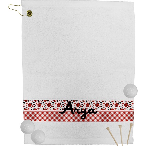 Custom Ladybugs & Gingham Golf Bag Towel (Personalized)