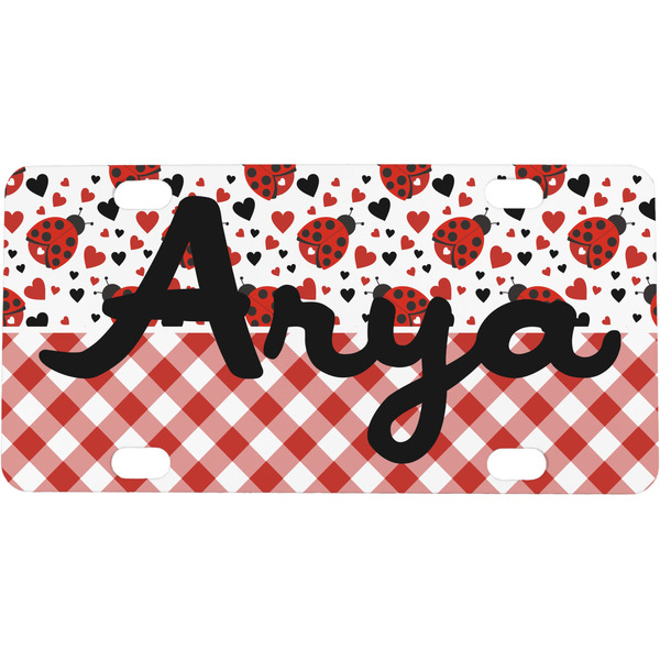 Custom Ladybugs & Gingham Mini/Bicycle License Plate (Personalized)