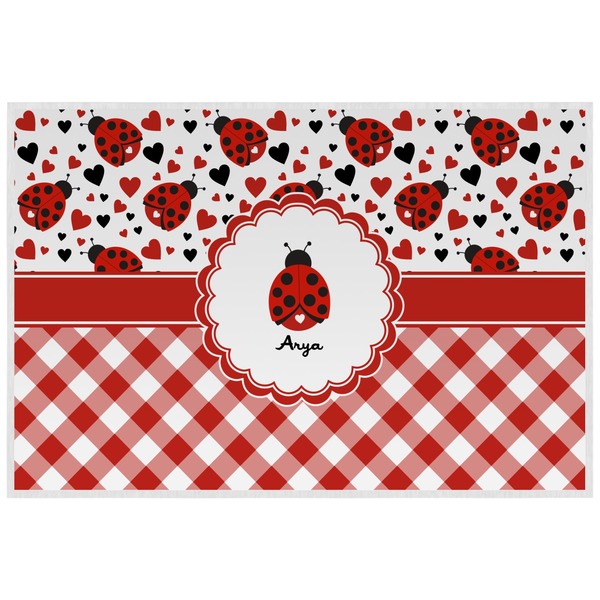 Custom Ladybugs & Gingham Laminated Placemat w/ Name or Text
