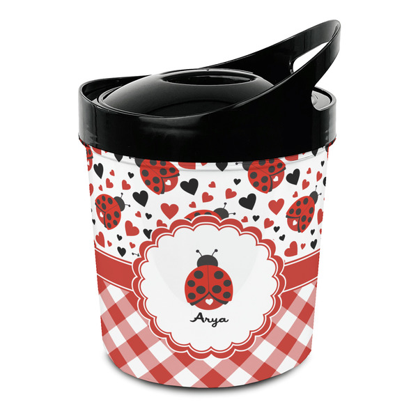 Custom Ladybugs & Gingham Plastic Ice Bucket (Personalized)