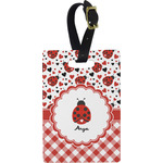 Ladybugs & Gingham Plastic Luggage Tag - Rectangular w/ Name or Text