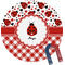 Ladybugs & Gingham Personalized Round Fridge Magnet