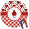 Ladybugs & Gingham Round Fridge Magnet (Personalized)