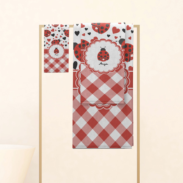 Ladybugs & Gingham Personalized Towel Set