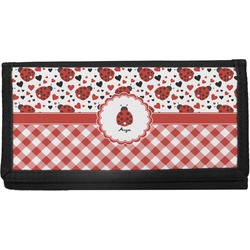 Personalized Red & Gray Plaid Canvas Checkbook Cover