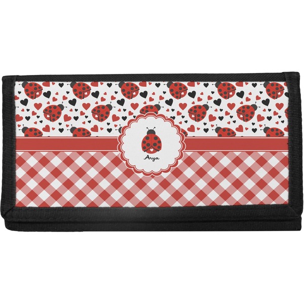 Custom Ladybugs & Gingham Canvas Checkbook Cover (Personalized)