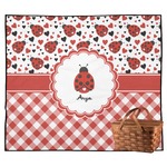 Ladybugs & Gingham Outdoor Picnic Blanket (Personalized)