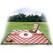 Ladybugs & Gingham Picnic Blanket - with Basket Hat and Book - in Use