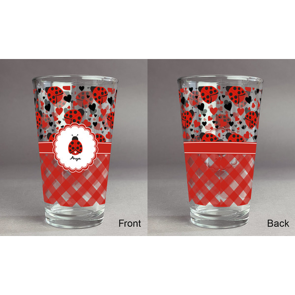 Ladybugs & Gingham Pint Glass - Full Fill w Transparency - Approval