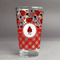 Ladybugs & Gingham Pint Glass - Full Print (Personalized)