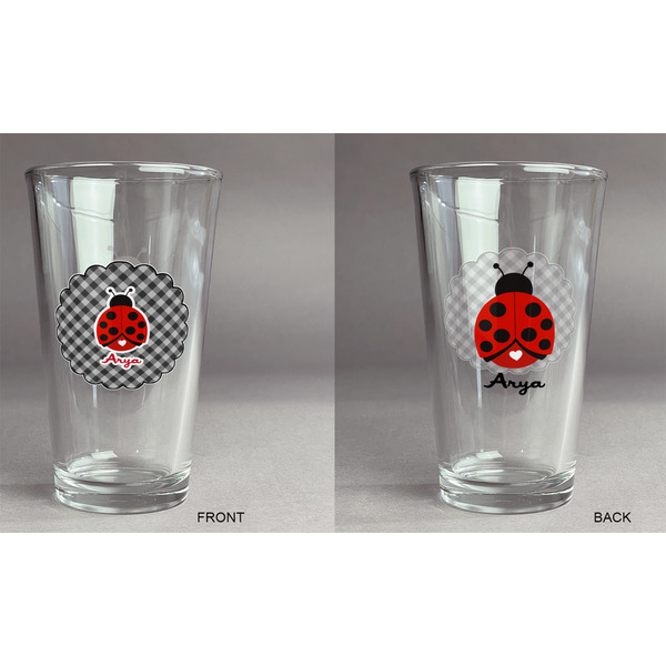 Ladybugs & Gingham Pint Glass - Two Content - Approval