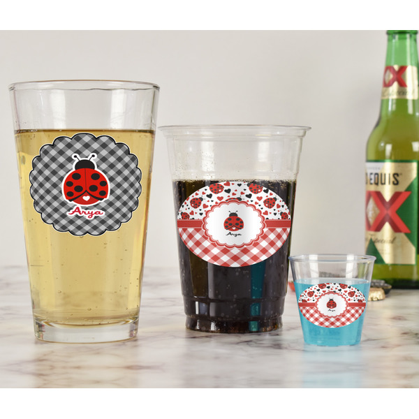 Ladybugs & Gingham Pint Glass - Two Content - In Context