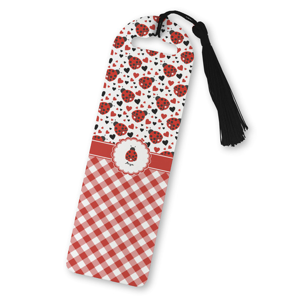 Custom Ladybugs & Gingham Plastic Bookmark (Personalized)