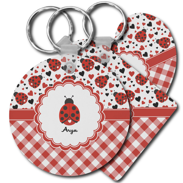 Custom Ladybugs & Gingham Plastic Keychain (Personalized)