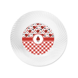 Ladybugs & Gingham Plastic Party Appetizer & Dessert Plates - 6" (Personalized)