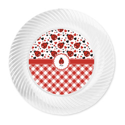 Ladybugs & Gingham Plastic Party Dinner Plates - 10" (Personalized)