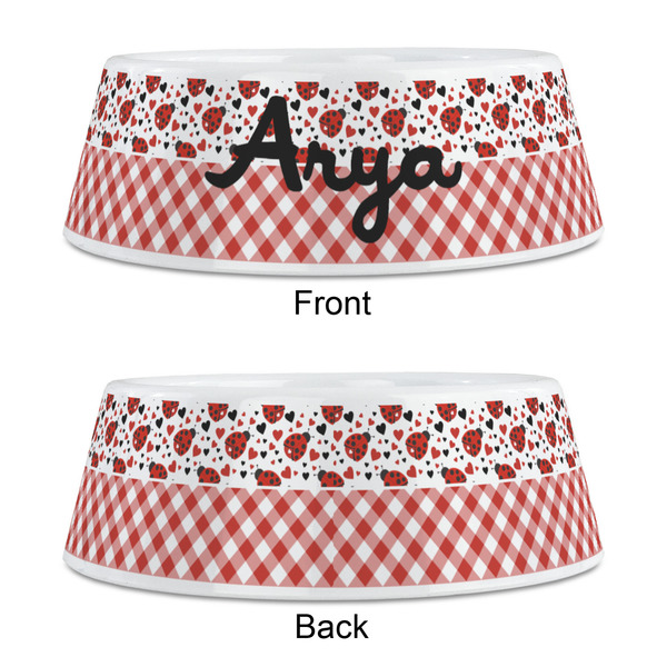 Ladybugs & Gingham Plastic Pet Bowls - Medium - APPROVAL
