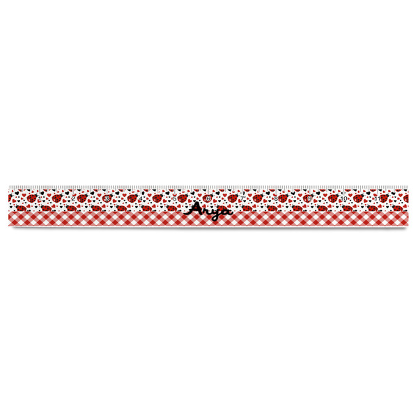 Ladybugs & Gingham Plastic Ruler - 12" - FRONT