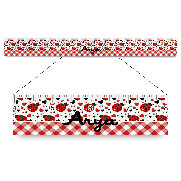 Custom Ladybugs & Gingham Plastic Ruler - 12" (Personalized)
