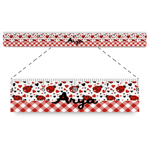 Custom Ladybugs & Gingham Plastic Ruler - 12" (Personalized)