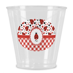 Ladybugs & Gingham Plastic Shot Glass (Personalized)