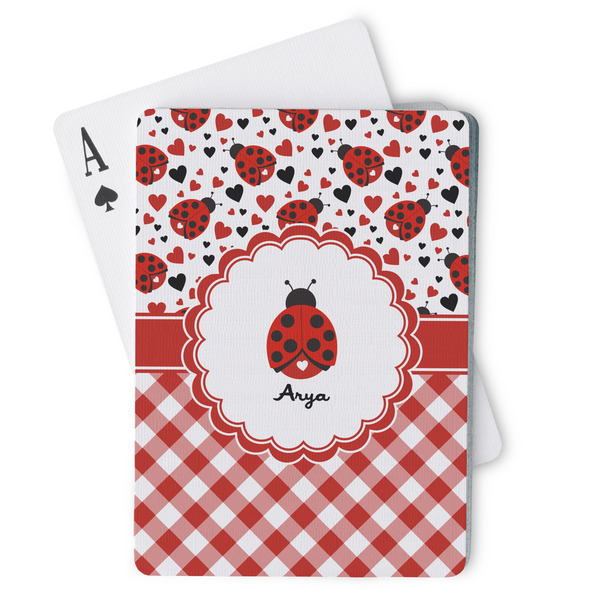 Custom Ladybugs & Gingham Playing Cards (Personalized)