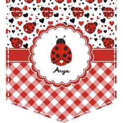Ladybugs & Gingham Iron On Faux Pocket (Personalized)