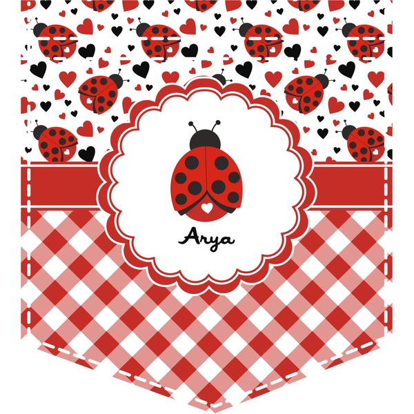 Custom Ladybugs & Gingham Iron On Faux Pocket (Personalized)